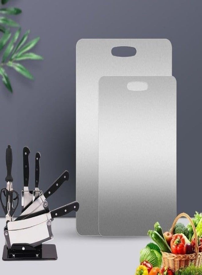 آي ستار لوح تقطيع مستطيل من الفولاذ المقاوم للصدأ من iSTAR | لوح عجن معدني مزدوج الجوانب بزوايا مستديرة | لوح تقطيع شديد التحمل، مقاوم للانزلاق والصدأ، مناسب للخضراوات والفواكه واللحوم والخبز - Image 5